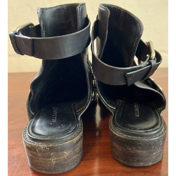 ALL SAINTS Yannis Leather Open Back Black Booties Women US Size 8.5 Retail $415 - Picture 4 of 10